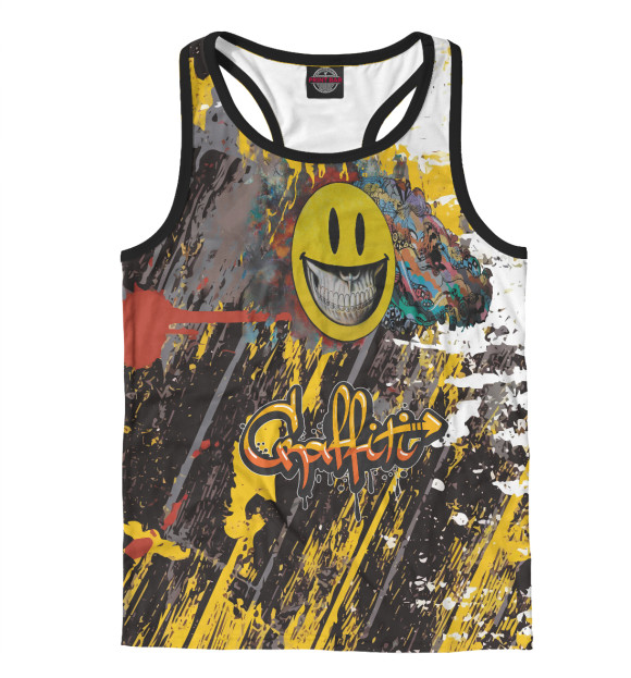 Мужская майка-борцовка с изображением Граффити цвета Белый