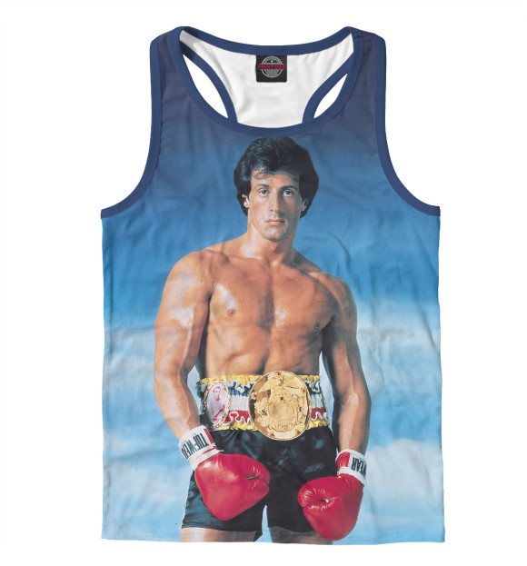 Мужская майка-борцовка с изображением Рокки цвета Белый