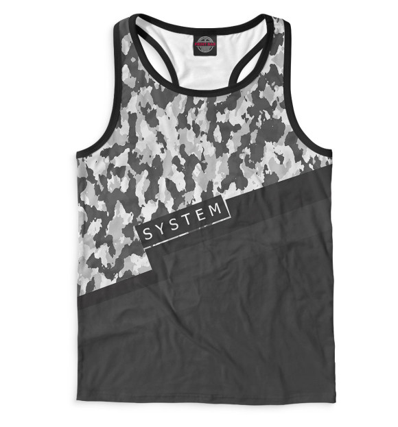 Мужская майка-борцовка с изображением SYSTEM цвета Белый