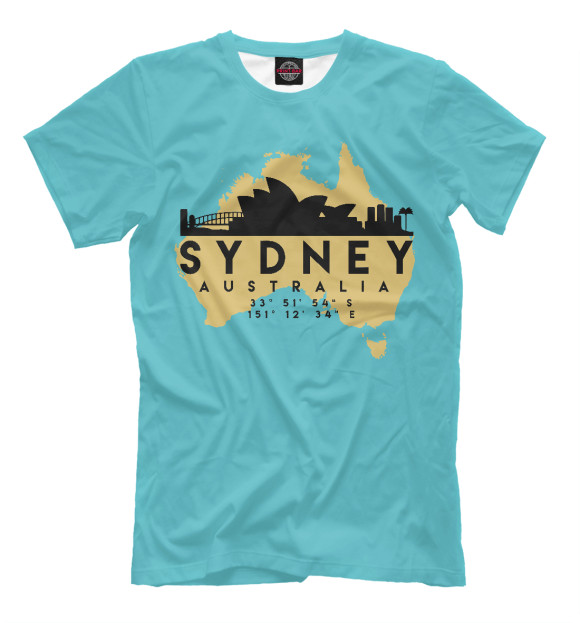 Мужская футболка с изображением Австралия - Сидней цвета Грязно-голубой