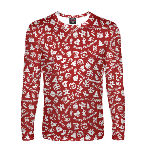 Мужской лонгслив с изображением Merry Christmas! цвета Белый