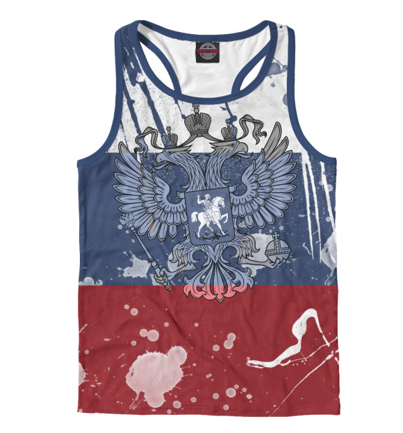 Мужская майка-борцовка с изображением Триколор и герб цвета Белый