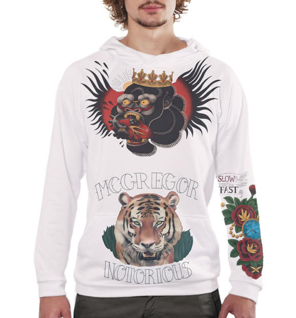 Мужское худи с изображением Конор МакГрегор цвета Белый
