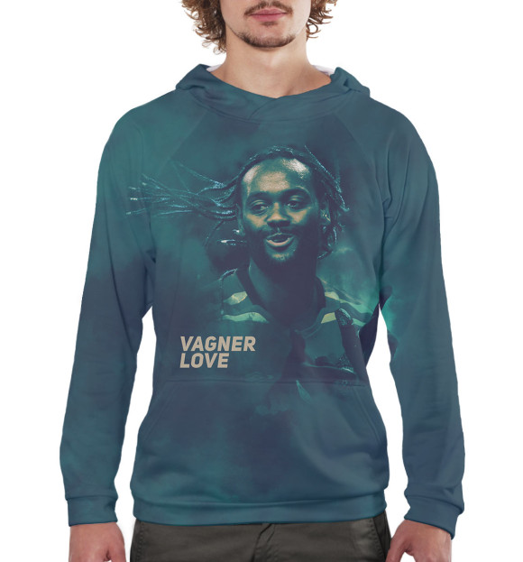 Мужское худи с изображением Вагнер Лав цвета Белый