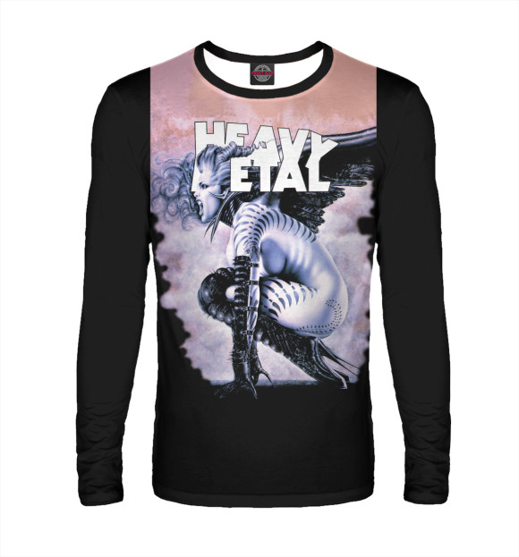 Мужской лонгслив с изображением Heavy metal цвета Белый