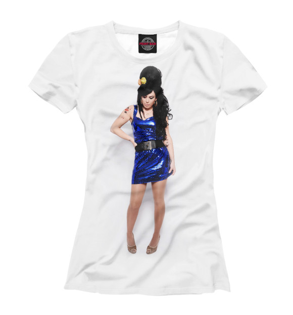 Женская футболка с изображением Amy Winehouse цвета Белый