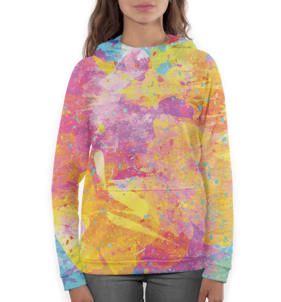 Женское худи с изображением Абстракция цвета Белый