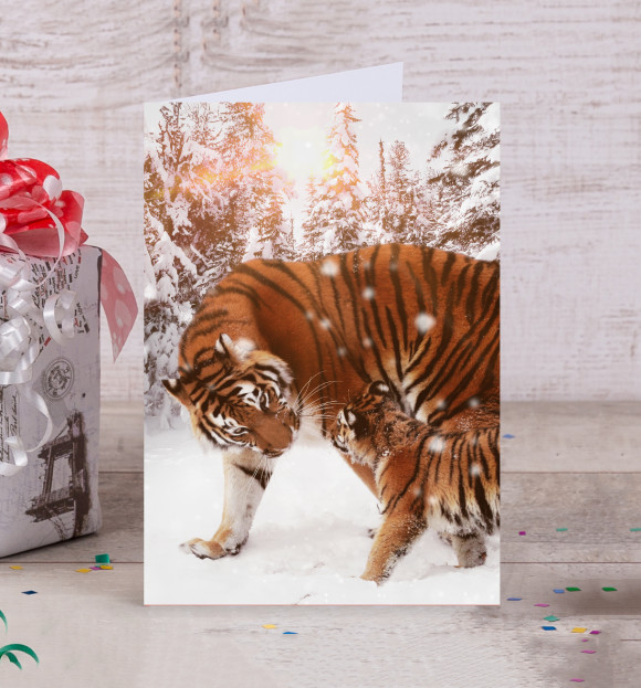 Открытка с изображением Tiger цвета Белый