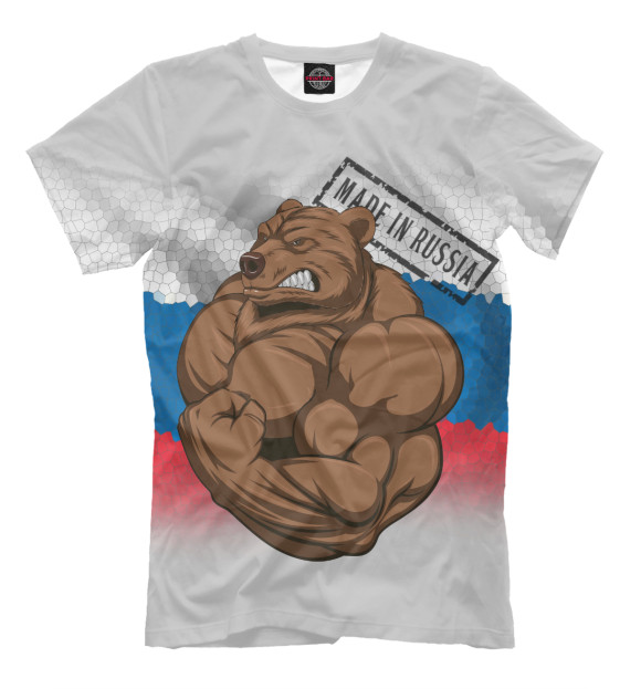 Мужская футболка с изображением Медведь цвета Бежевый
