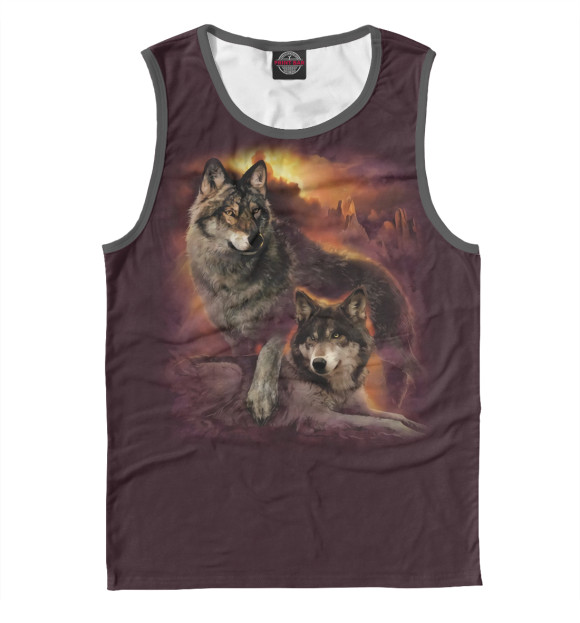 Майка для мальчика с притом Пара волков цвета Белый Майка для мальчика с изображением Пара волков цвета Белый