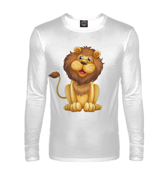 Мужской лонгслив с изображением Львенок цвета Белый