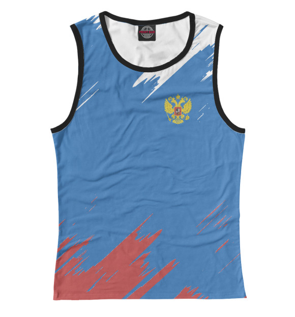 Майка для девочки с изображением Флаг и герб России цвета Белый