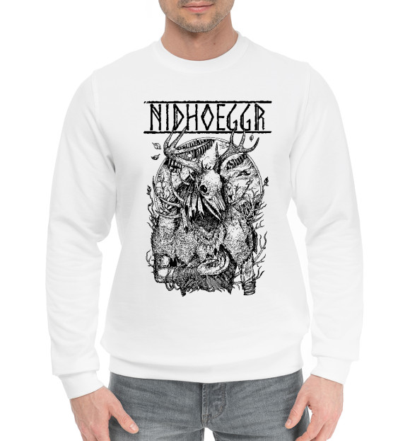 Мужской хлопковый свитшот с изображением Nidhoggr цвета Белый