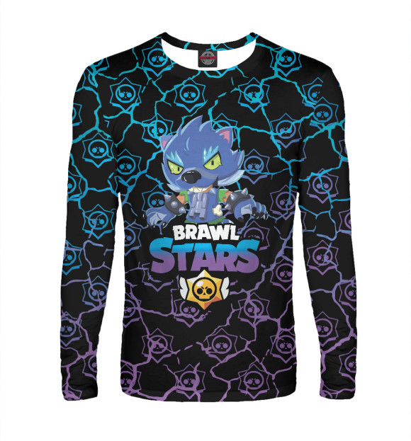 Мужской лонгслив с притом Brawl Stars цвета Белый Мужской лонгслив с изображением Brawl Stars цвета Белый