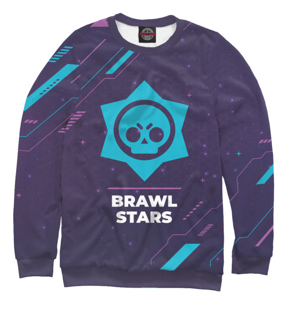Свитшот для мальчиков с изображением Brawl Stars Gaming Neon цвета Белый