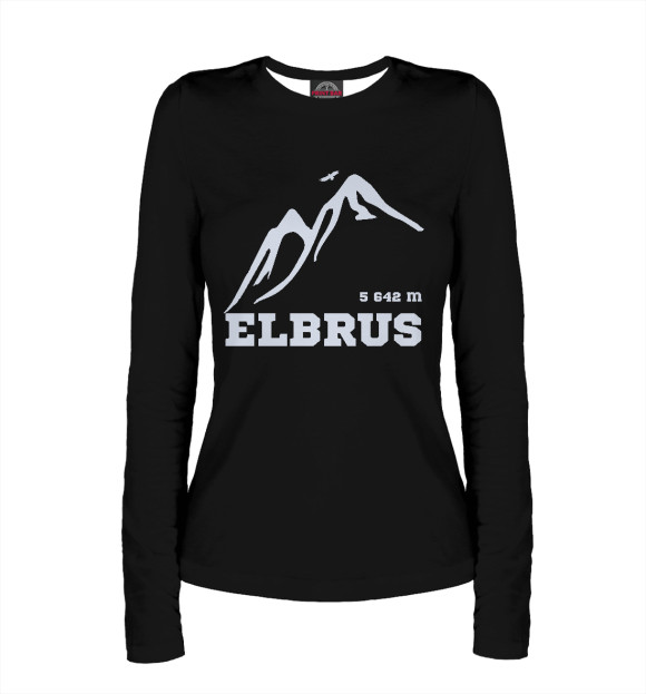 Женский лонгслив с изображением Эльбрус вершина цвета Белый