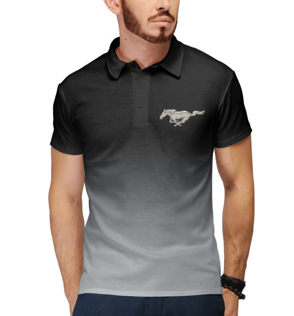Мужское поло с изображением Mustang цвета Белый
