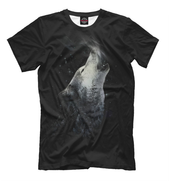 Мужская футболка с изображением Ночной волк цвета Черный
