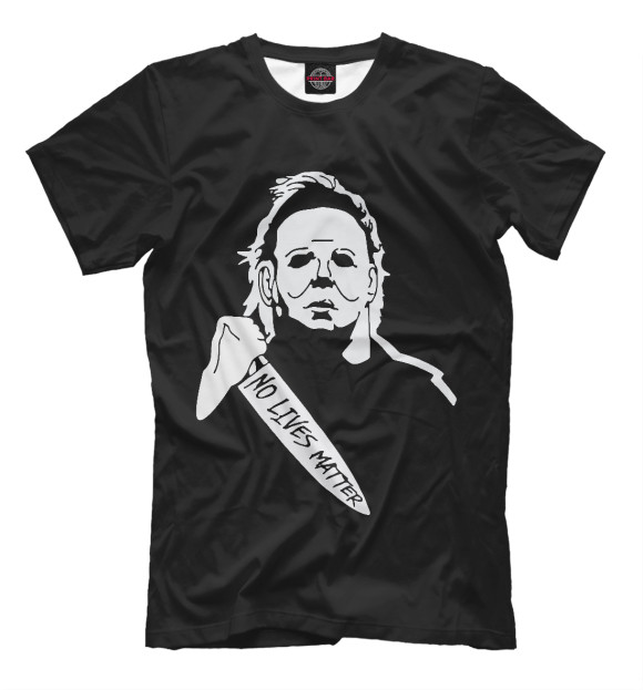 Мужская футболка с изображением Майкл Майерс (Хэллоуин) цвета Черный