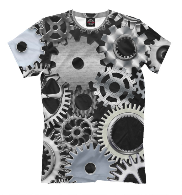 Мужская футболка с изображением Механика цвета Серый