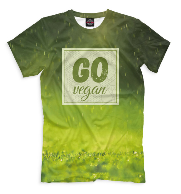 Мужская футболка с изображением Go Vegan цвета Хаки