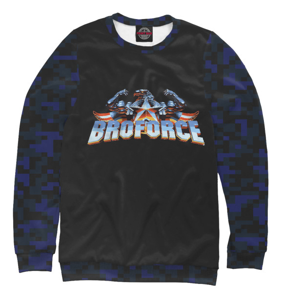 Мужской свитшот с притом Broforce цвета Белый Мужской свитшот с изображением Broforce цвета Белый