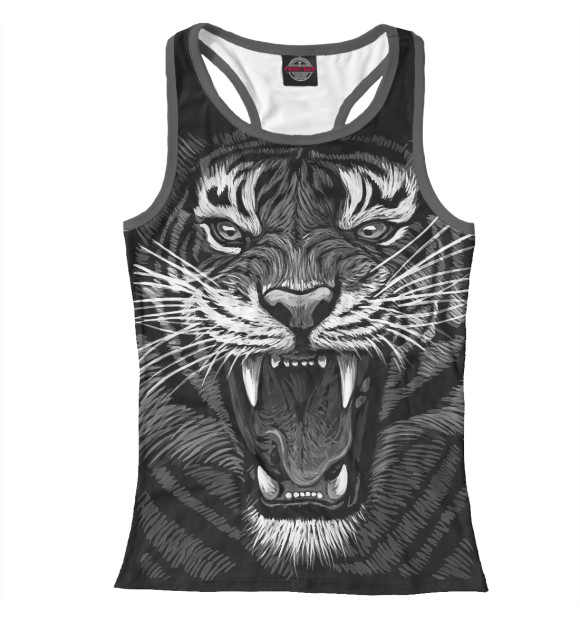 Женская майка-борцовка с притом Tiger Rage цвета Белый Женская майка-борцовка с изображением Tiger Rage цвета Белый