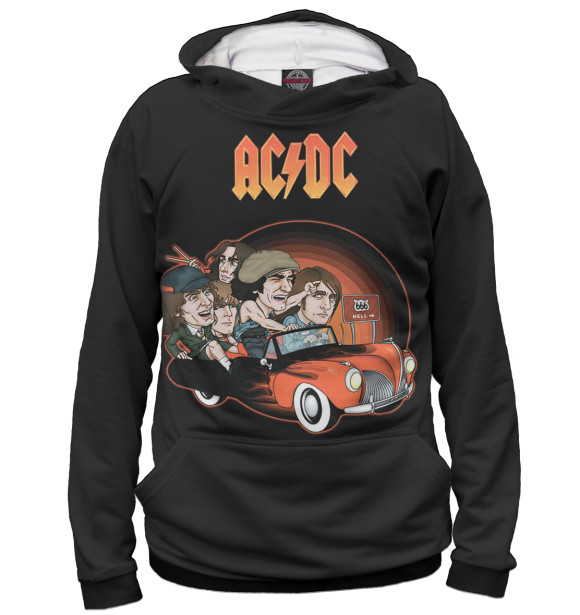 Мужское худи с изображением AC/DC цвета Белый