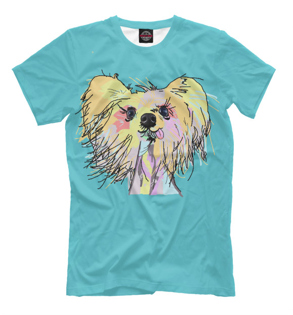 Мужская футболка с изображением Любишь меня - люби и мою собаку цвета Грязно-голубой