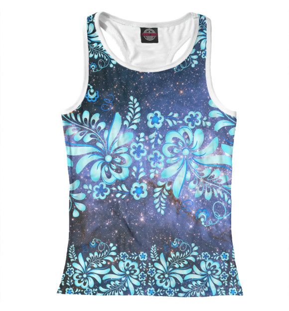 Женская майка-борцовка с изображением Цветы хохлома цвета Белый