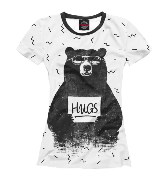 Женская футболка с изображением Bear Hugs цвета Белый