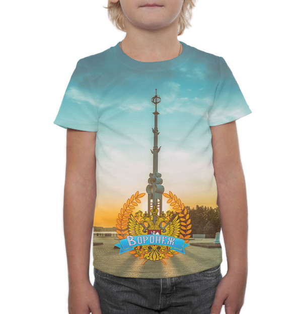 Футболка для мальчиков с изображением Воронеж цвета Белый