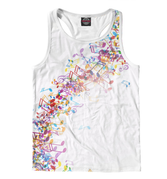 Мужская майка-борцовка с изображением Нотная волна цвета Белый