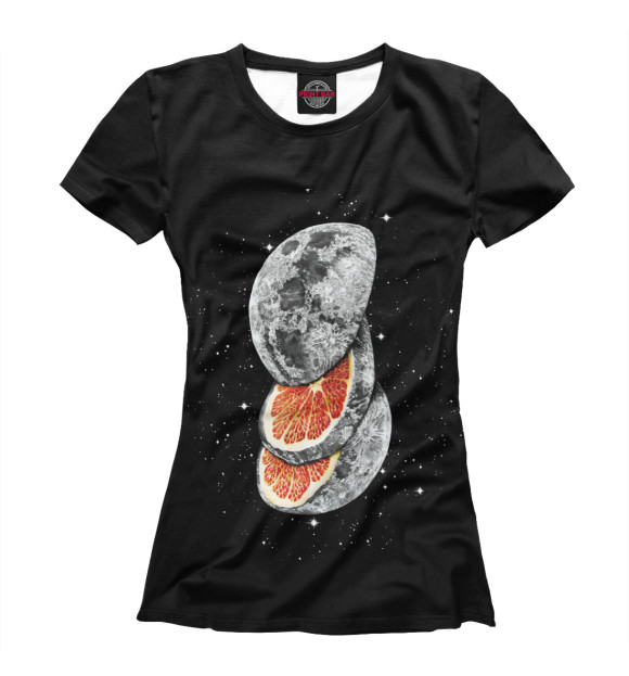 Женская футболка с изображением Апельсиновая луна цвета Белый