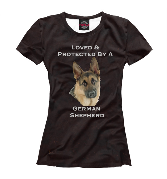 Женская футболка с изображением Loved & Protected Shepherd цвета Белый