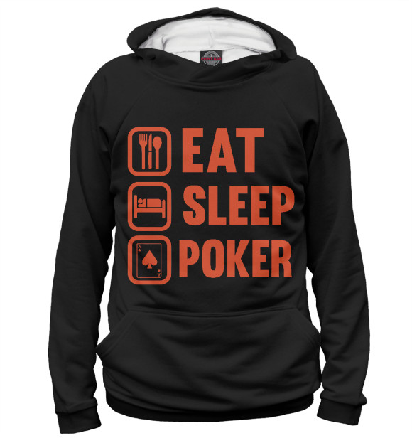 Худи для мальчика с изображением Eat Sleep Poker цвета Белый