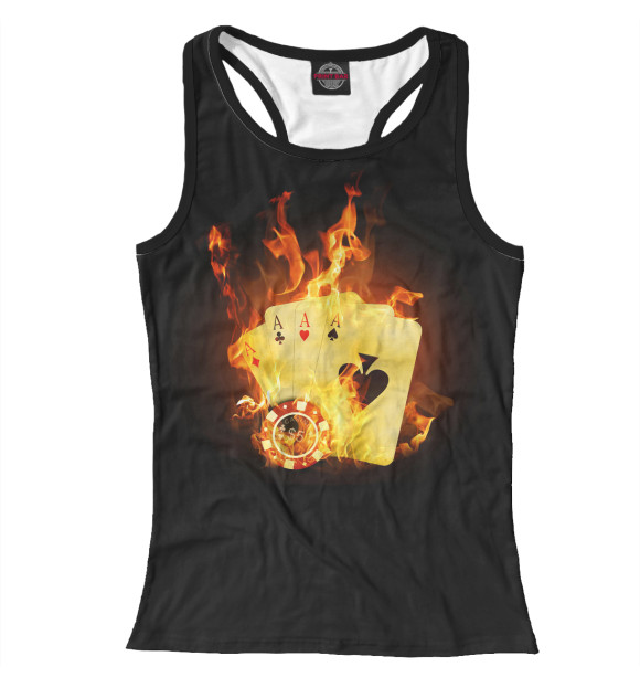 Женская майка-борцовка с изображением Карты в огне цвета Белый