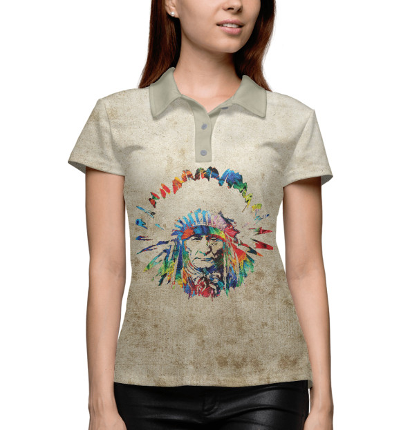 Женское поло с изображением Вождь цвета Белый