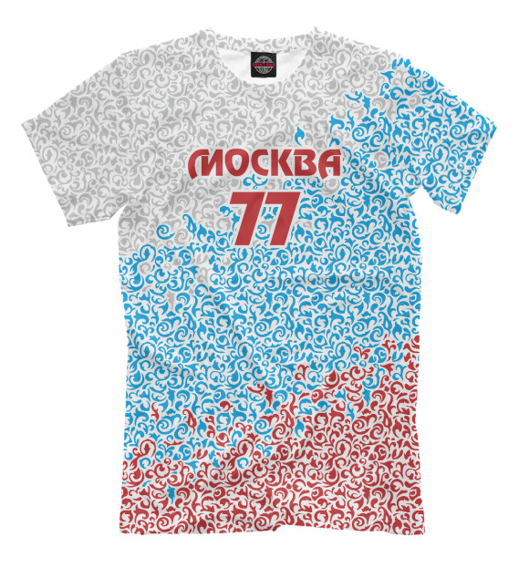 Мужская футболка с изображением Москва - регион 77 цвета Молочно-белый
