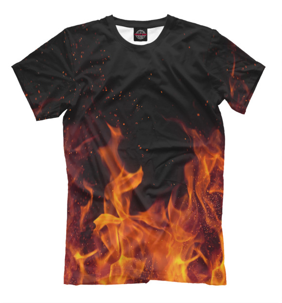 Мужская футболка с изображением Огонь цвета Черный