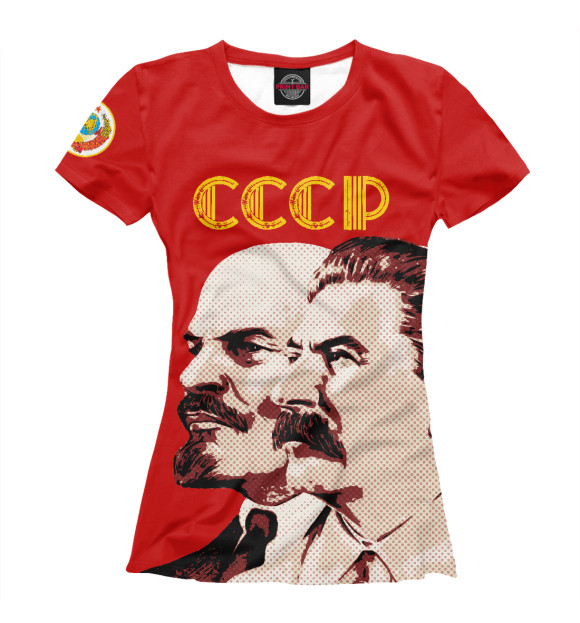 Женская футболка с изображением Ленин - Сталин цвета Белый