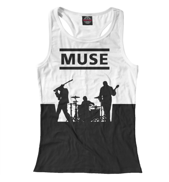 Женская майка-борцовка с притом Muse цвета Белый Женская майка-борцовка с изображением Muse цвета Белый