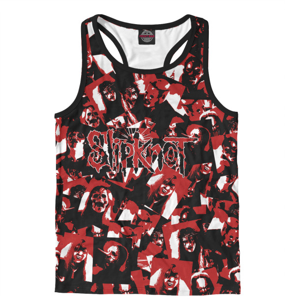 Мужская майка-борцовка с изображением SlipKnot камуфляж цвета Белый