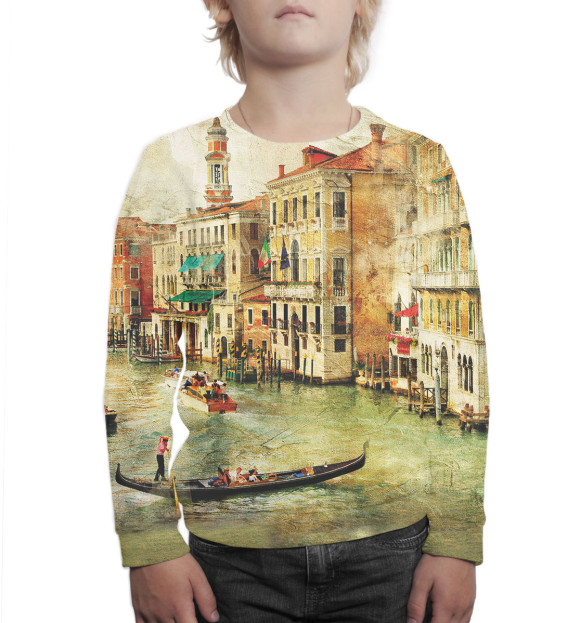 Свитшот для мальчиков с изображением Венеция цвета Белый