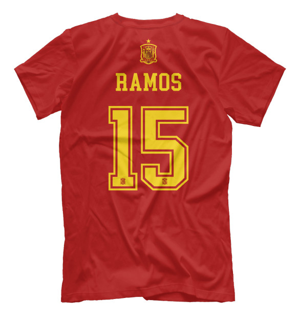 Мужская футболка с изображением Серхио Рамос - Сборная Испании цвета Белый