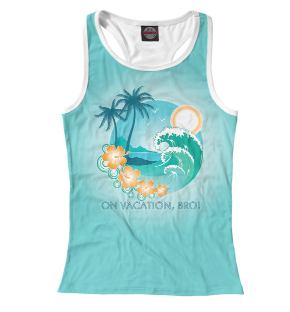 Женская майка-борцовка с изображением Остров с пальмами цвета Белый