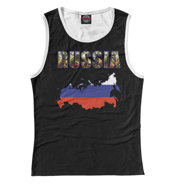 Майка для девочки с изображением RUSSIA цвета Белый