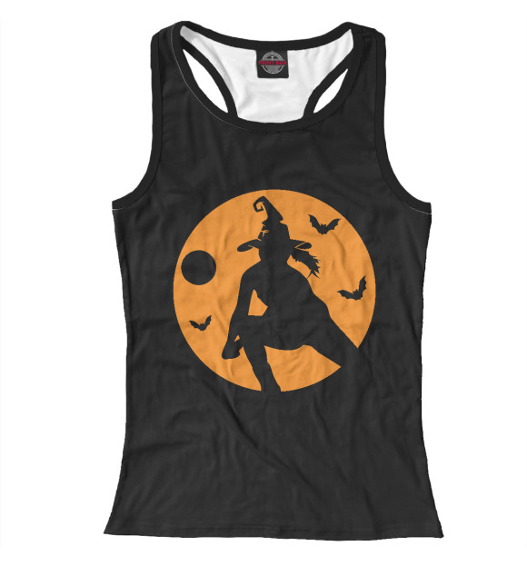 Женская майка-борцовка с изображением Волейбольная ведьма цвета Белый