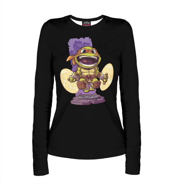 Женский лонгслив с изображением Ninja Turtles цвета Белый