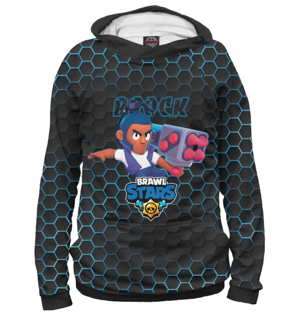 Мужское худи с изображением Брок. Brawl Stars цвета Белый